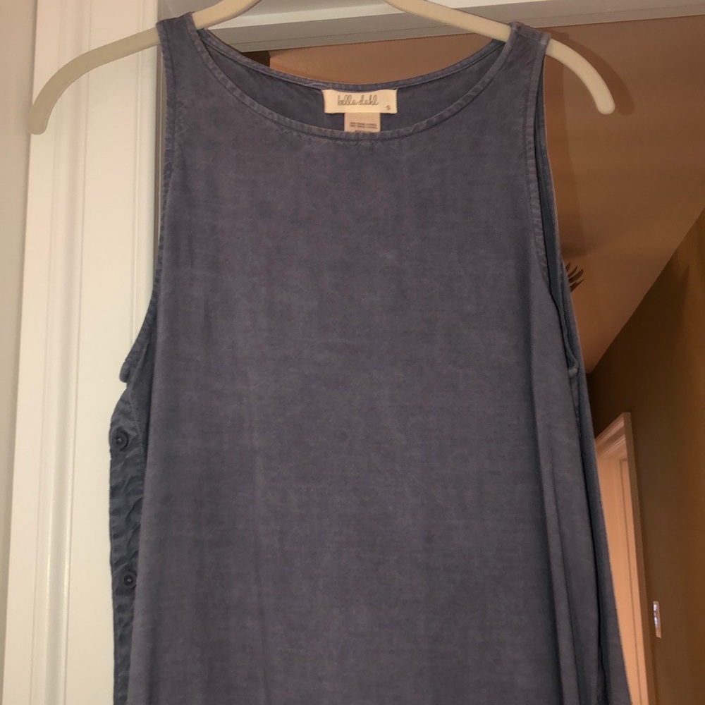 Bella Dahl Grey Blue Dress with Fringe Bottom